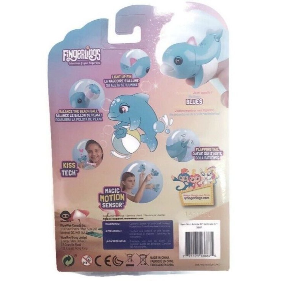 Fingerlings Baby Light-Up Dolphin - Blues (Blue) Beach Ball Interactive WowWee - Picture 3 of 4